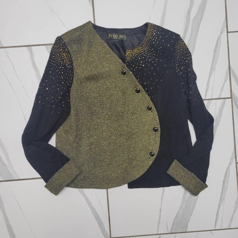 Vintage 80s/90s Glam Blazer Gold Black Shimmery New Years Office Party